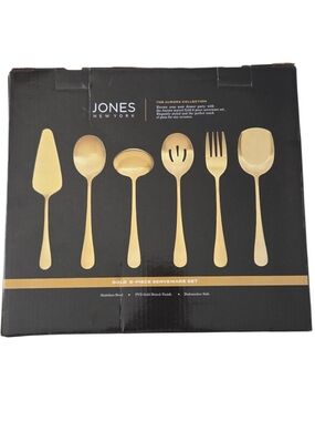 Jones New York Aurora Gold 6-Piece Serveware Set Stainless Steel NIB
